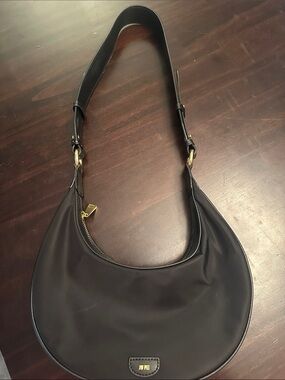 JW PEI Black Crescent Shoulder Bag with Gold Hardware